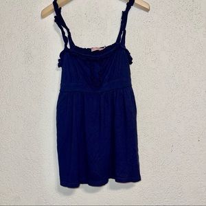 Juicy Couture blue navy ruffled tank top size L for women